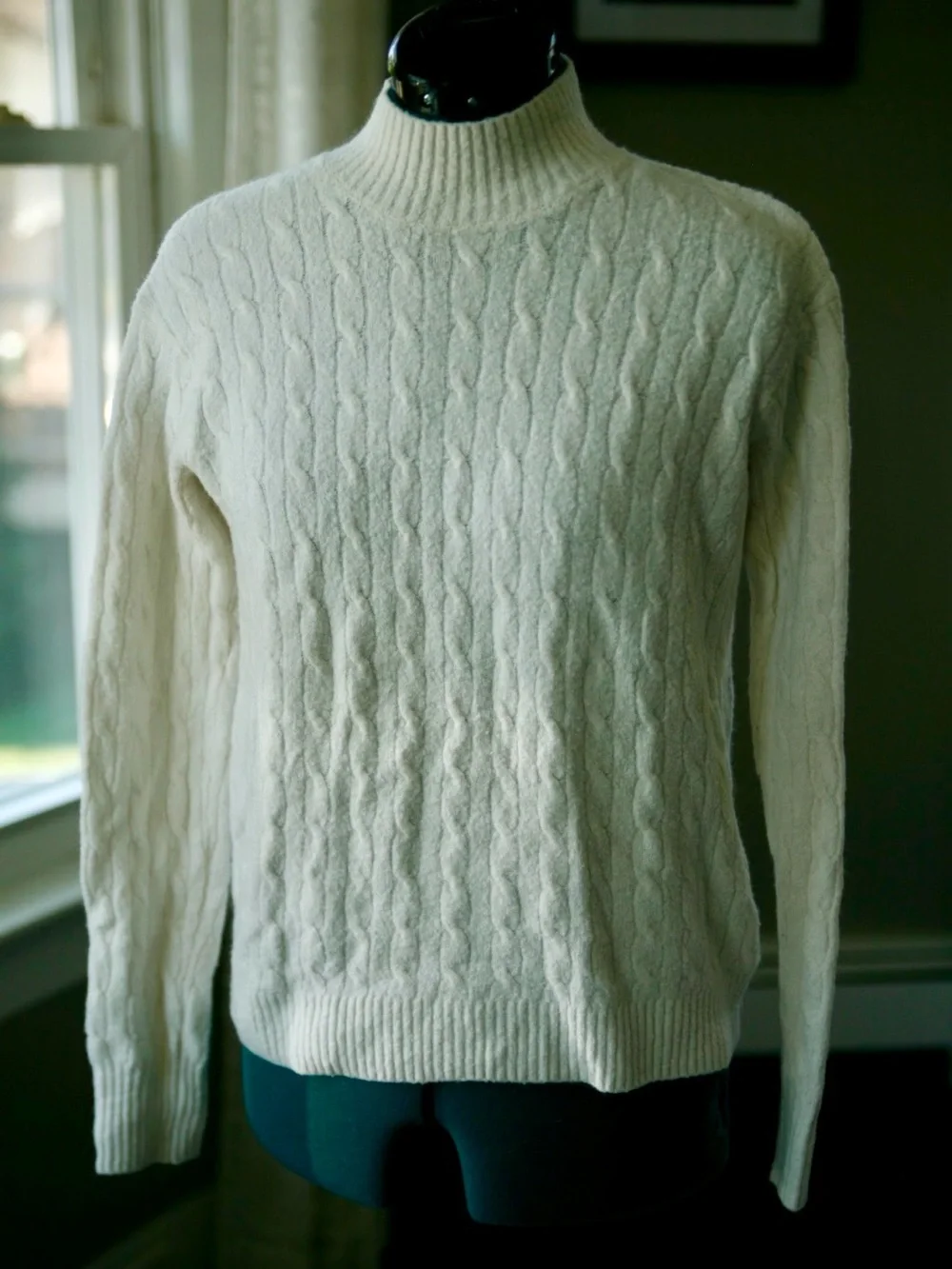 J Crew Women's Cream Cable-Knit Turtleneck Sweater